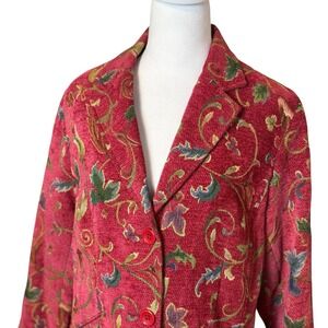 Vtg Index Floral Tapestry Blazer Jacket Womens Size 12 Office 90s Boho Colorful